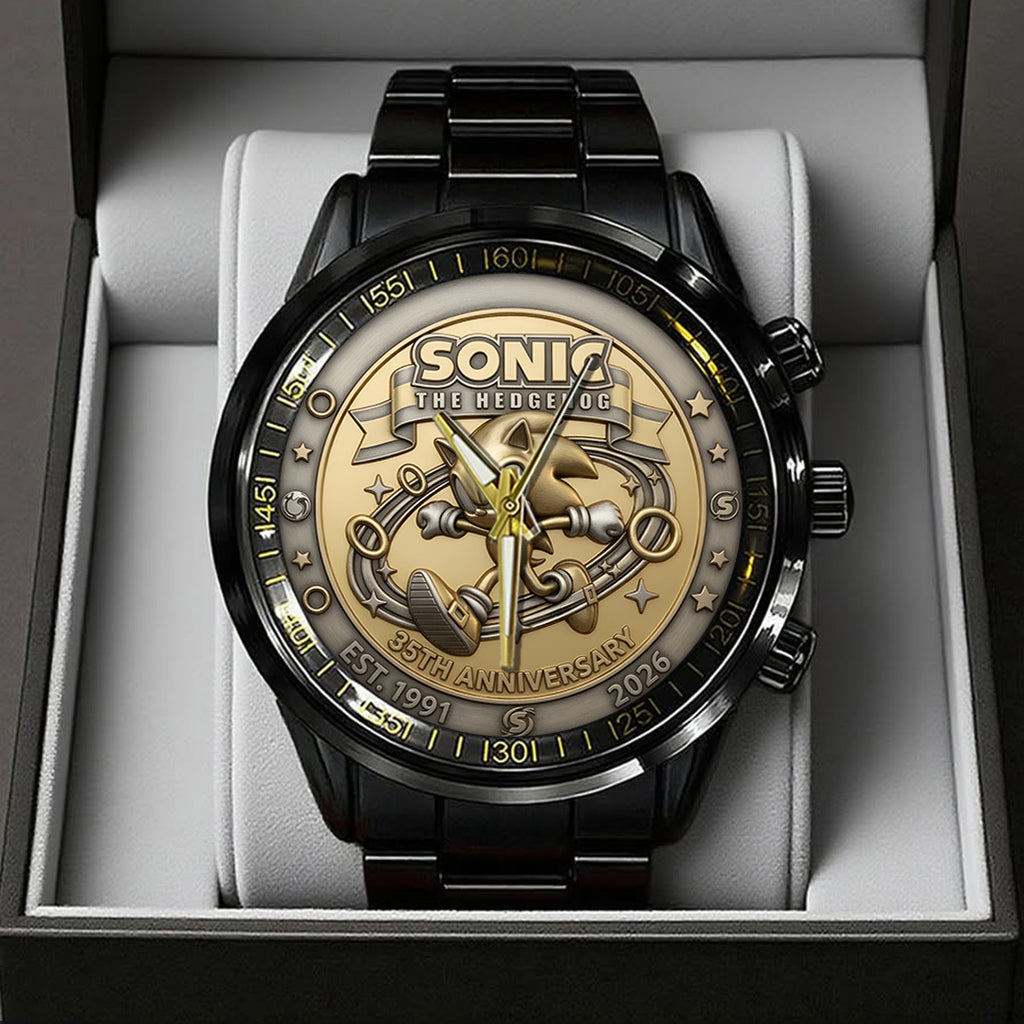 Sonic the Hedgehog 35th Anniversary Black Stainless Steel Watch – TANTN23992