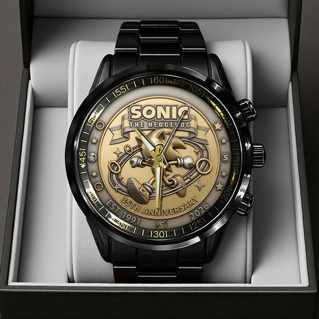 Sonic the Hedgehog 35th Anniversary Black Stainless Steel Watch – TANTN23992