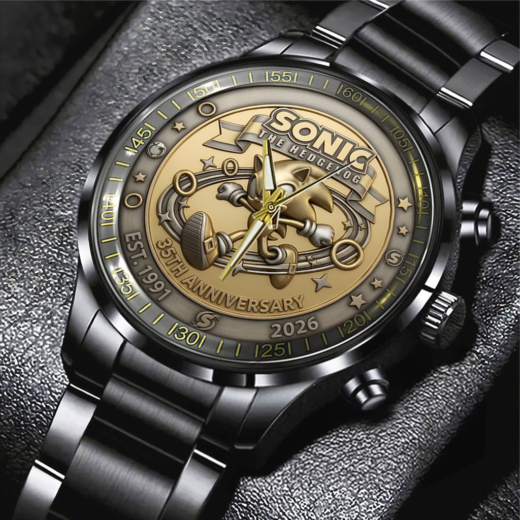 Sonic the Hedgehog 35th Anniversary Black Stainless Steel Watch – TANTN23992