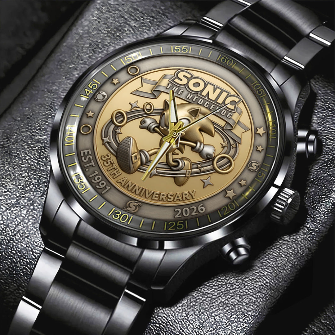 Sonic the Hedgehog 35th Anniversary Black Stainless Steel Watch – TANTN23992