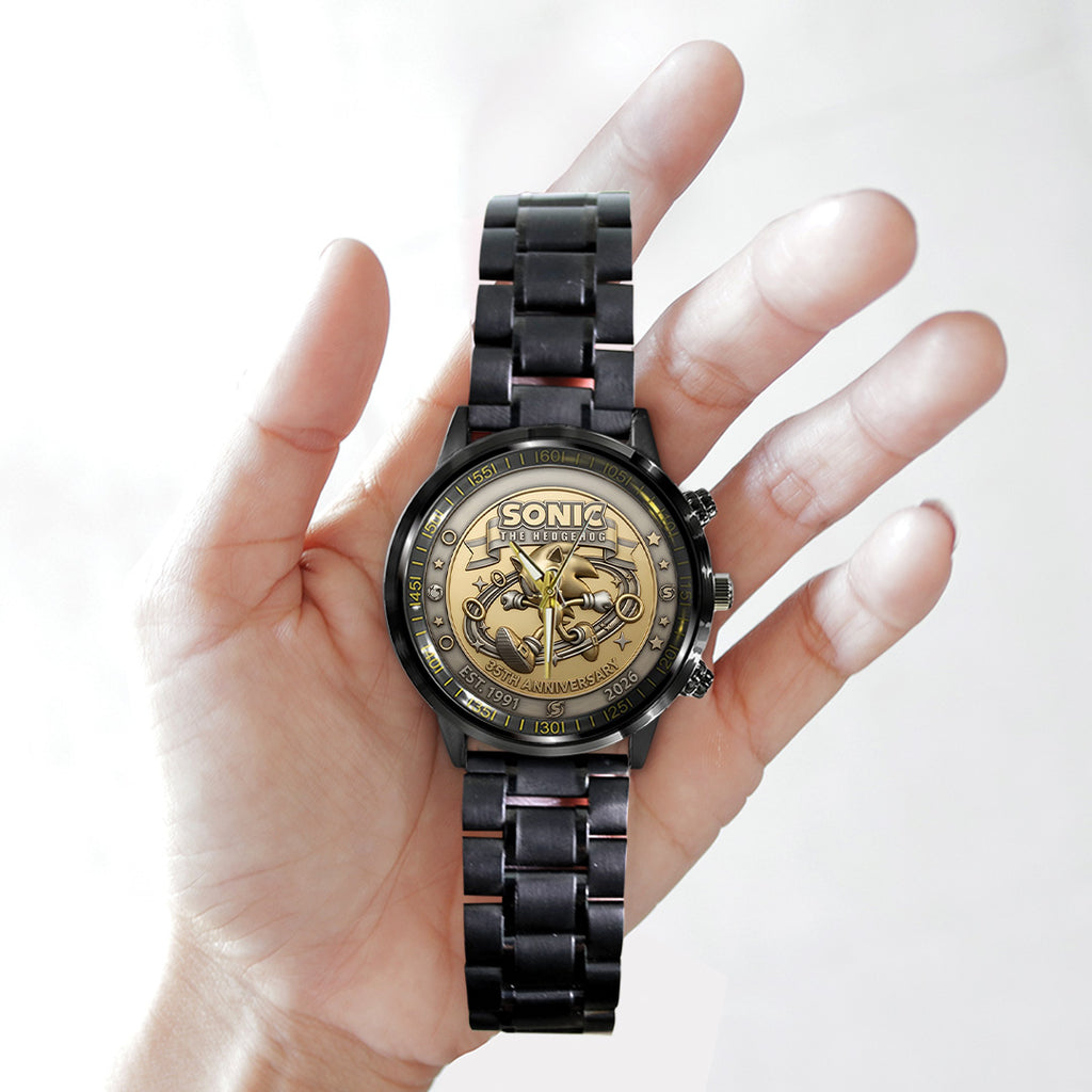 Sonic the Hedgehog 35th Anniversary Black Stainless Steel Watch – TANTN23992