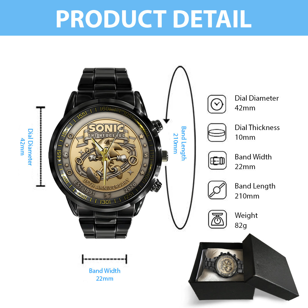 Sonic the Hedgehog 35th Anniversary Black Stainless Steel Watch – TANTN23992