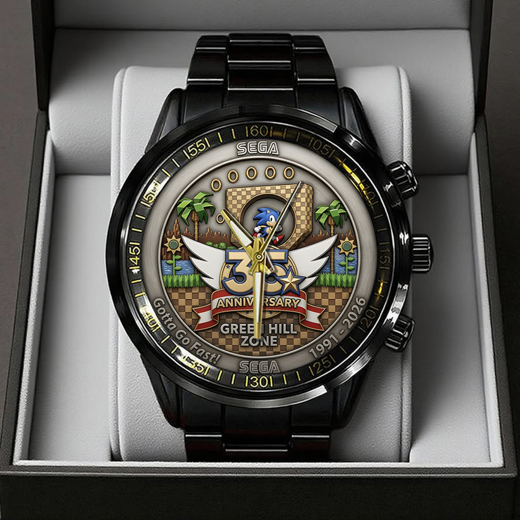 Sonic the Hedgehog 35th Anniversary Black Stainless Steel Watch – TANTN23994