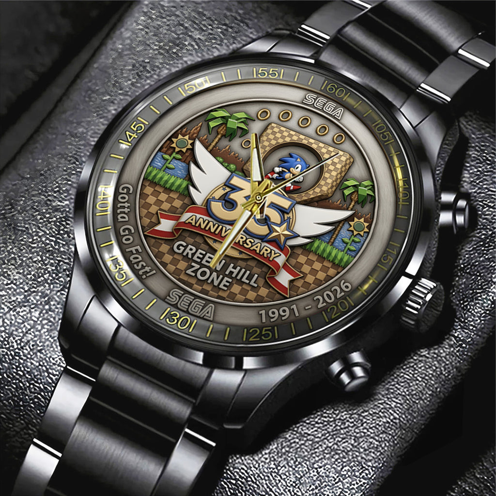 Sonic the Hedgehog 35th Anniversary Black Stainless Steel Watch – TANTN23994
