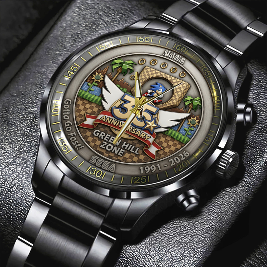 Sonic the Hedgehog 35th Anniversary Black Stainless Steel Watch – TANTN23994