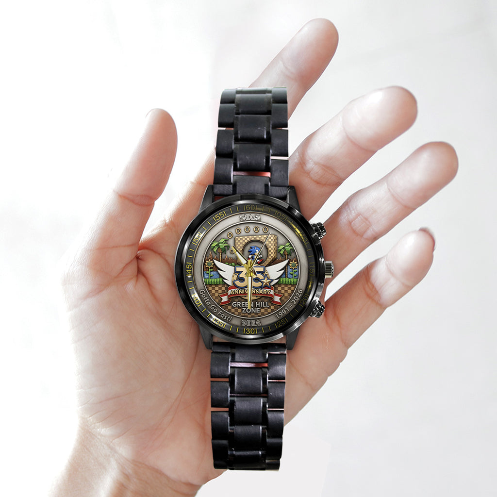 Sonic the Hedgehog 35th Anniversary Black Stainless Steel Watch – TANTN23994