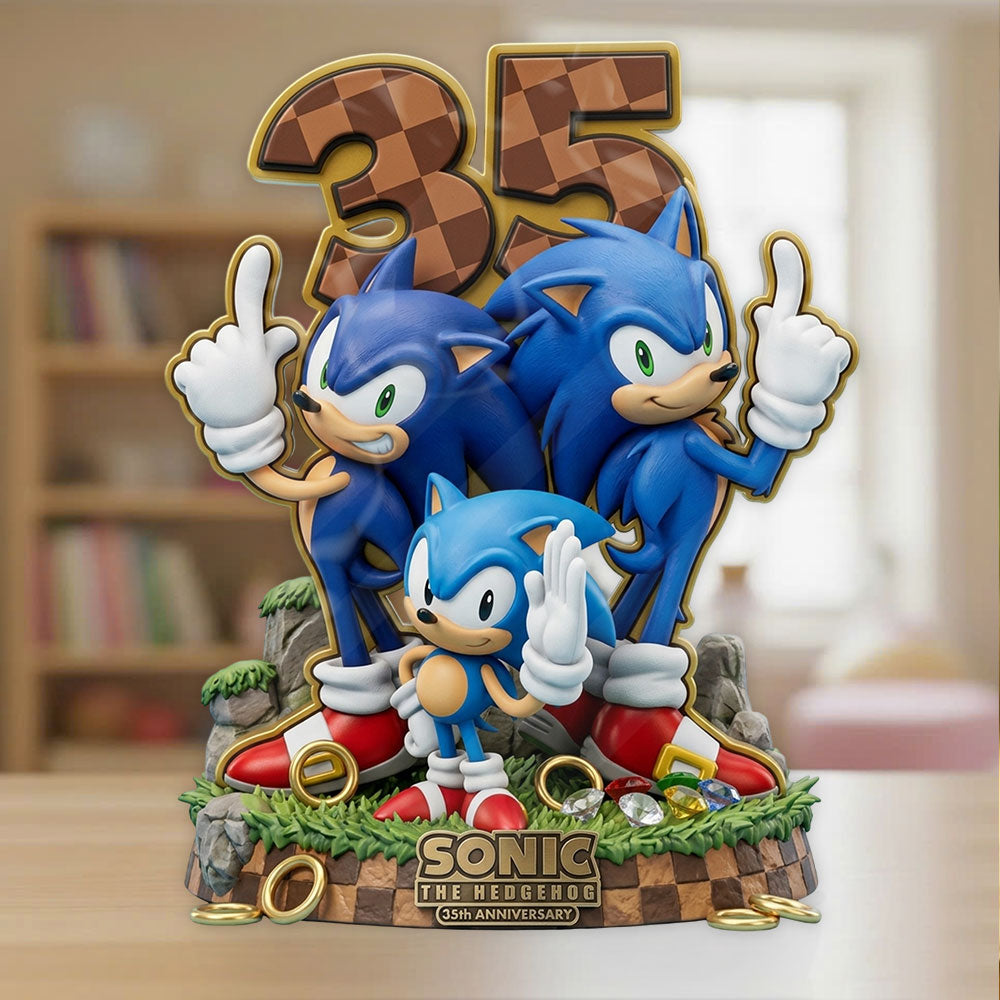 Sonic the Hedgehog 35th Anniversary Custom Shape Acrylic Plaque – GNE7565