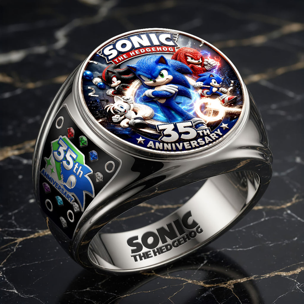 Sonic the Hedgehog 35th Anniversary 3D Engraved Ring – GNE7288
