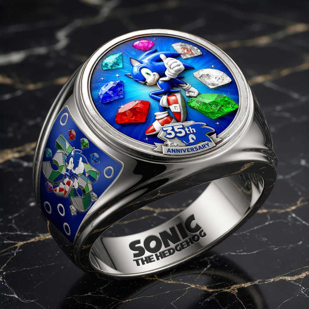 Sonic the Hedgehog 35th Anniversary 3D Engraved Ring – GNE7289