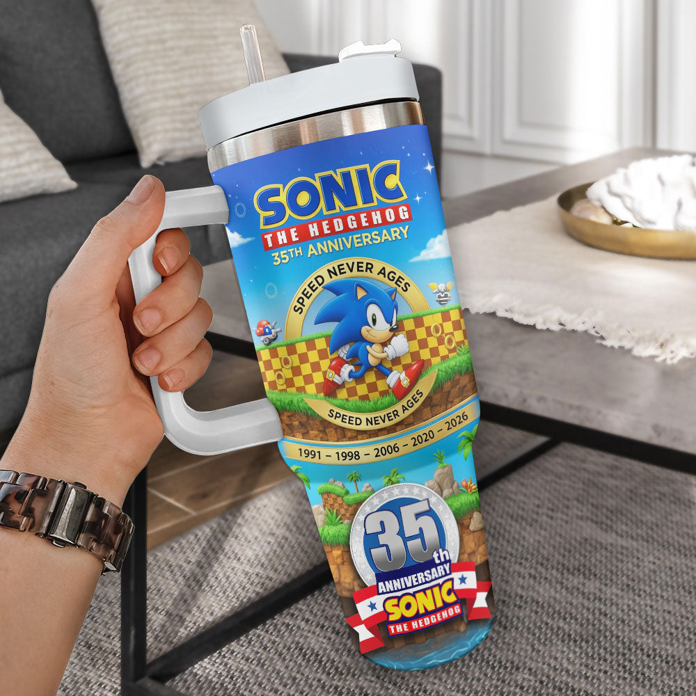 Sonic the Hedgehog 35th Anniversary 40oz Tumbler – TMTHU7235