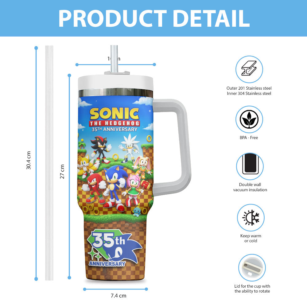 Sonic the Hedgehog 35th Anniversary 40oz Tumbler – TMTHU7235