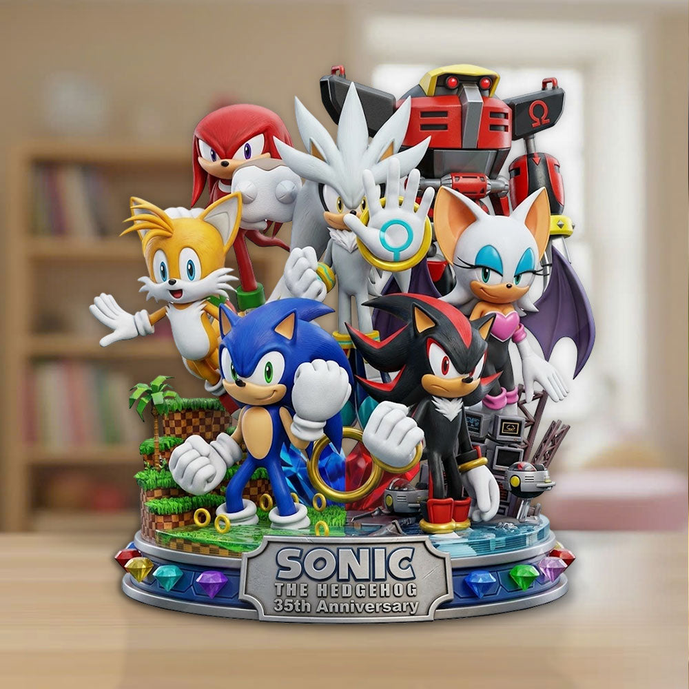Sonic the Hedgehog 35th Anniversary Custom Shape Acrylic Plaque – TMTHU7207