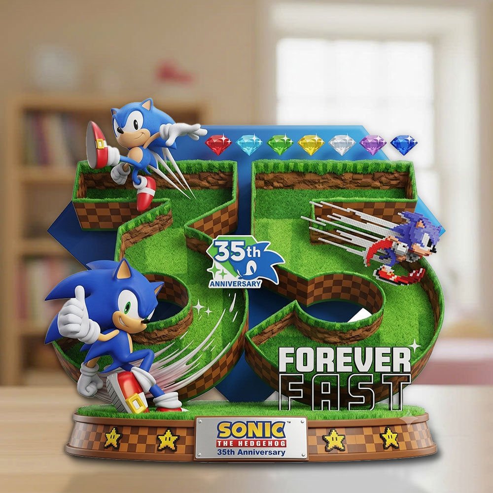Sonic the Hedgehog 35th Anniversary Custom Shape Acrylic Plaque – TMTHU7265