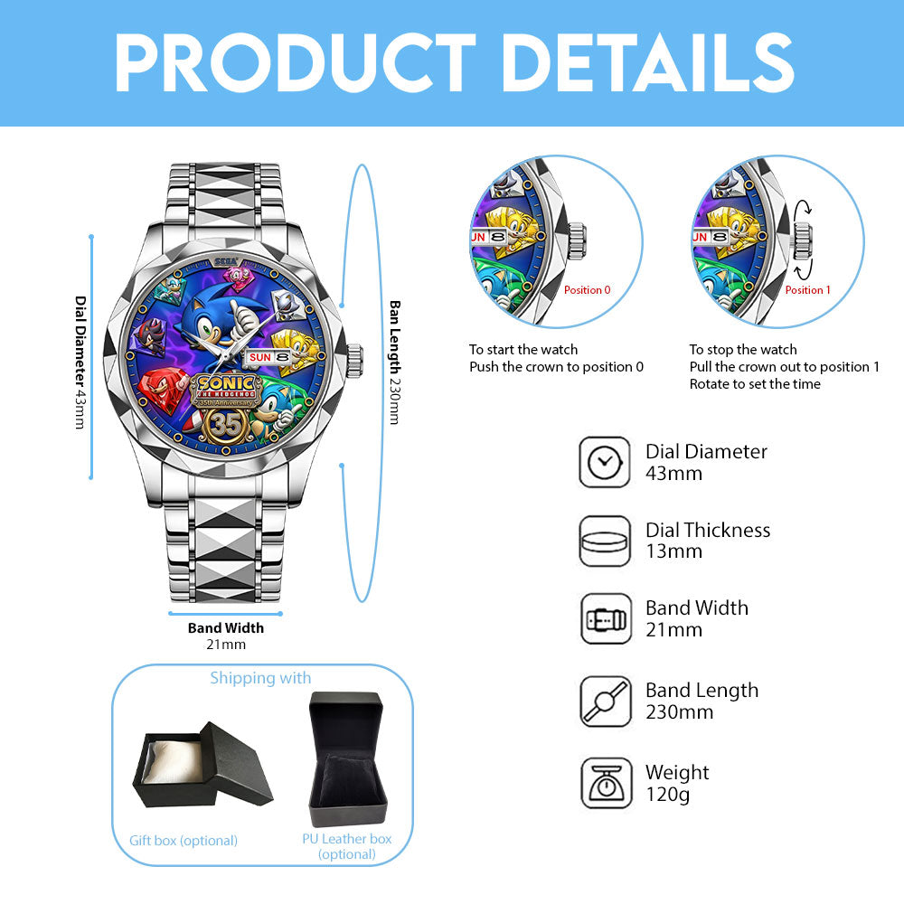 Sonic the Hedgehog 35th Anniversary Alloy Luxury Quartz Watch – TMTHU7154
