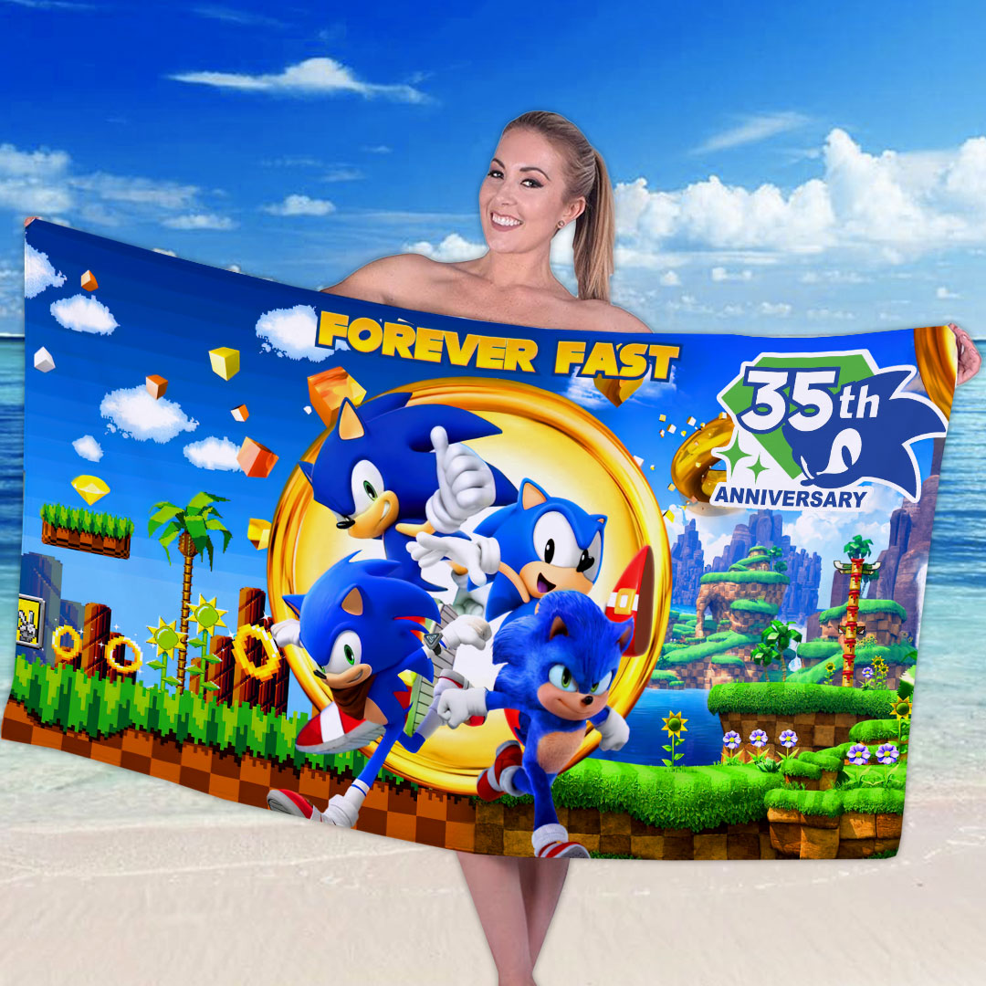 Sonic the Hedgehog 35th Anniversary Rectangle Beach Towel – HOATT19188