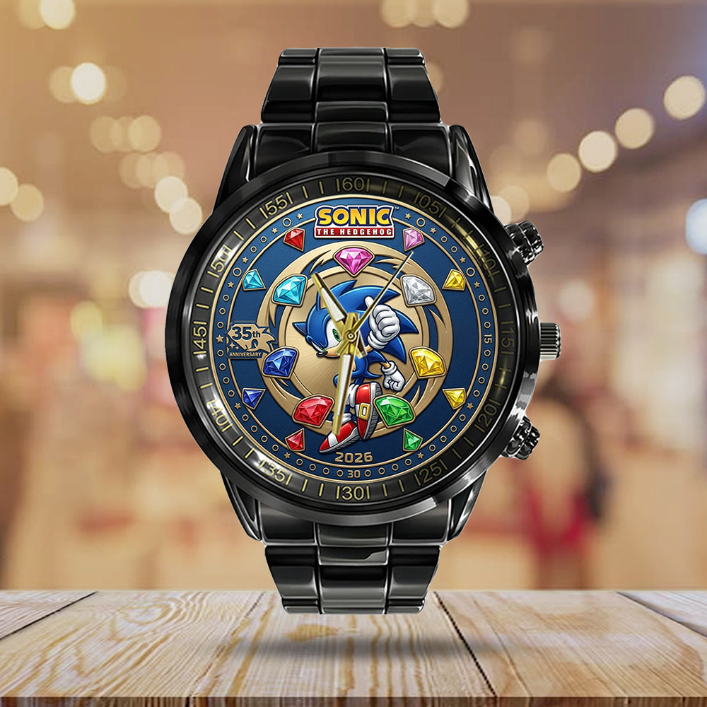 Sonic the Hedgehog 35th Anniversary Black Stainless Steel Watch – TMTHU7153