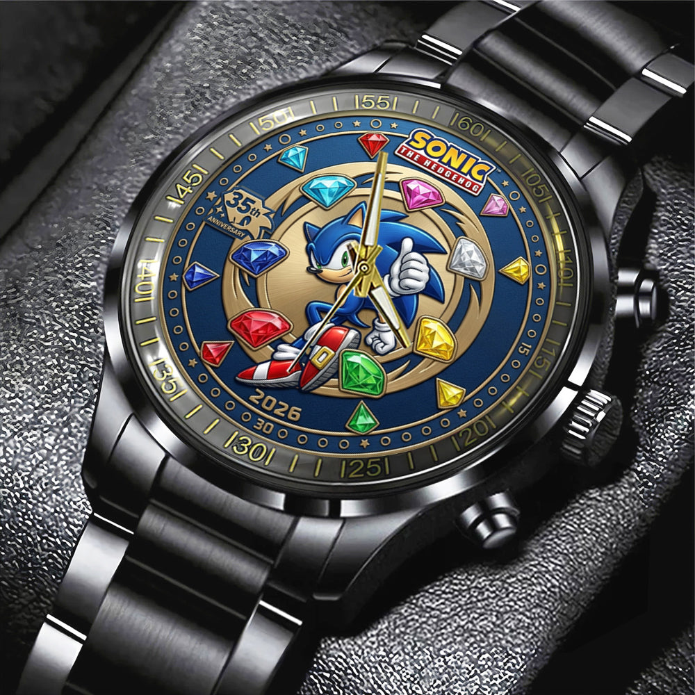 Sonic the Hedgehog 35th Anniversary Black Stainless Steel Watch – TMTHU7153