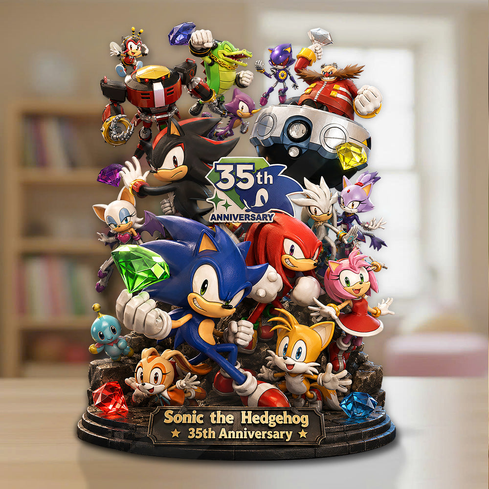Sonic the Hedgehog 35th Anniversary Custom Shape Acrylic Plaque – GNE7451