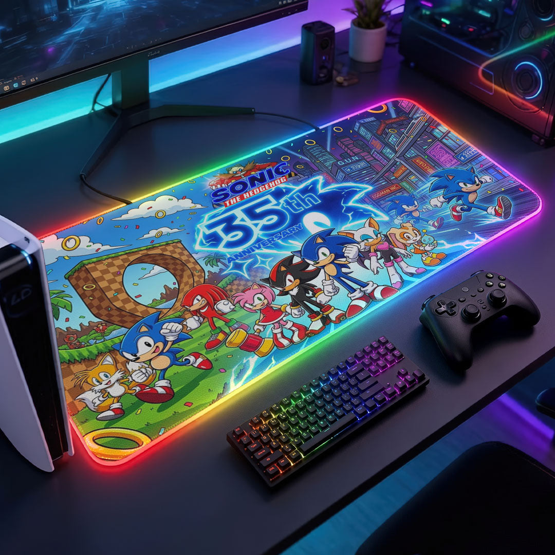 Sonic the Hedgehog 35th Anniversary Custom Gaming Desk Mat – TMTHU7141