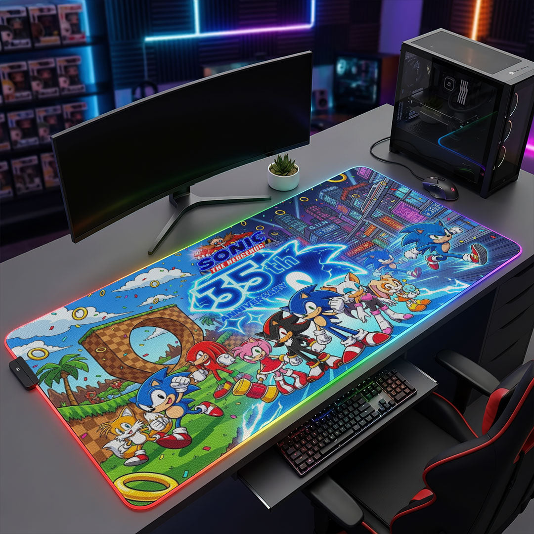 Sonic the Hedgehog 35th Anniversary Custom Gaming Desk Mat – TMTHU7141