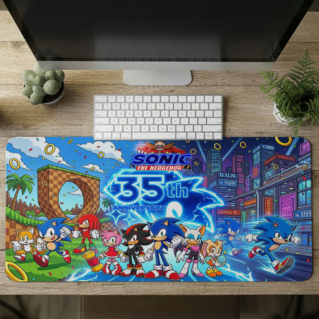 Sonic the Hedgehog 35th Anniversary Custom Gaming Desk Mat – TMTHU7141