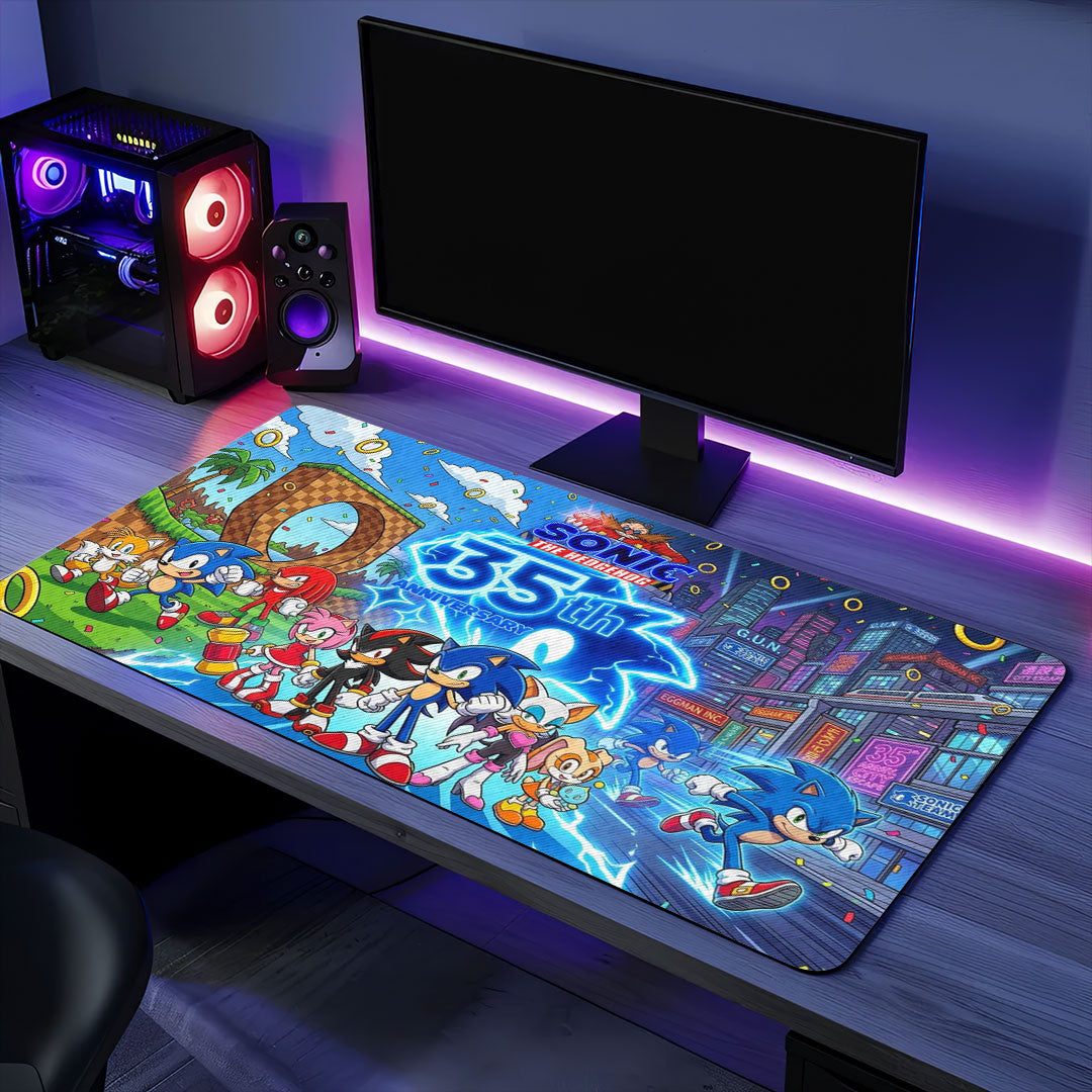 Sonic the Hedgehog 35th Anniversary Custom Gaming Desk Mat – TMTHU7141