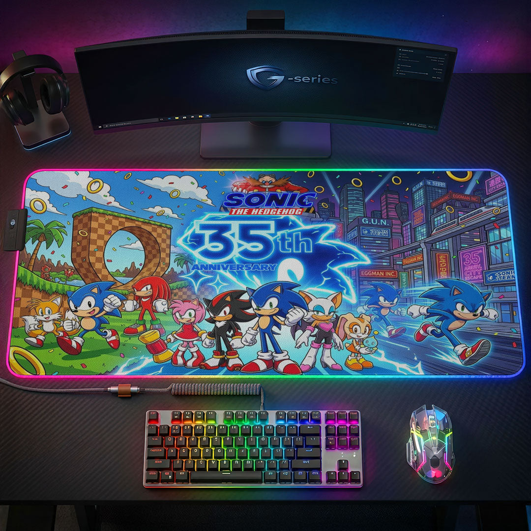 Sonic the Hedgehog 35th Anniversary Custom Gaming Desk Mat – TMTHU7141