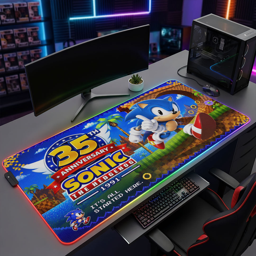 Sonic the Hedgehog 35th Anniversary Custom Gaming Desk Mat – TMTHU7143