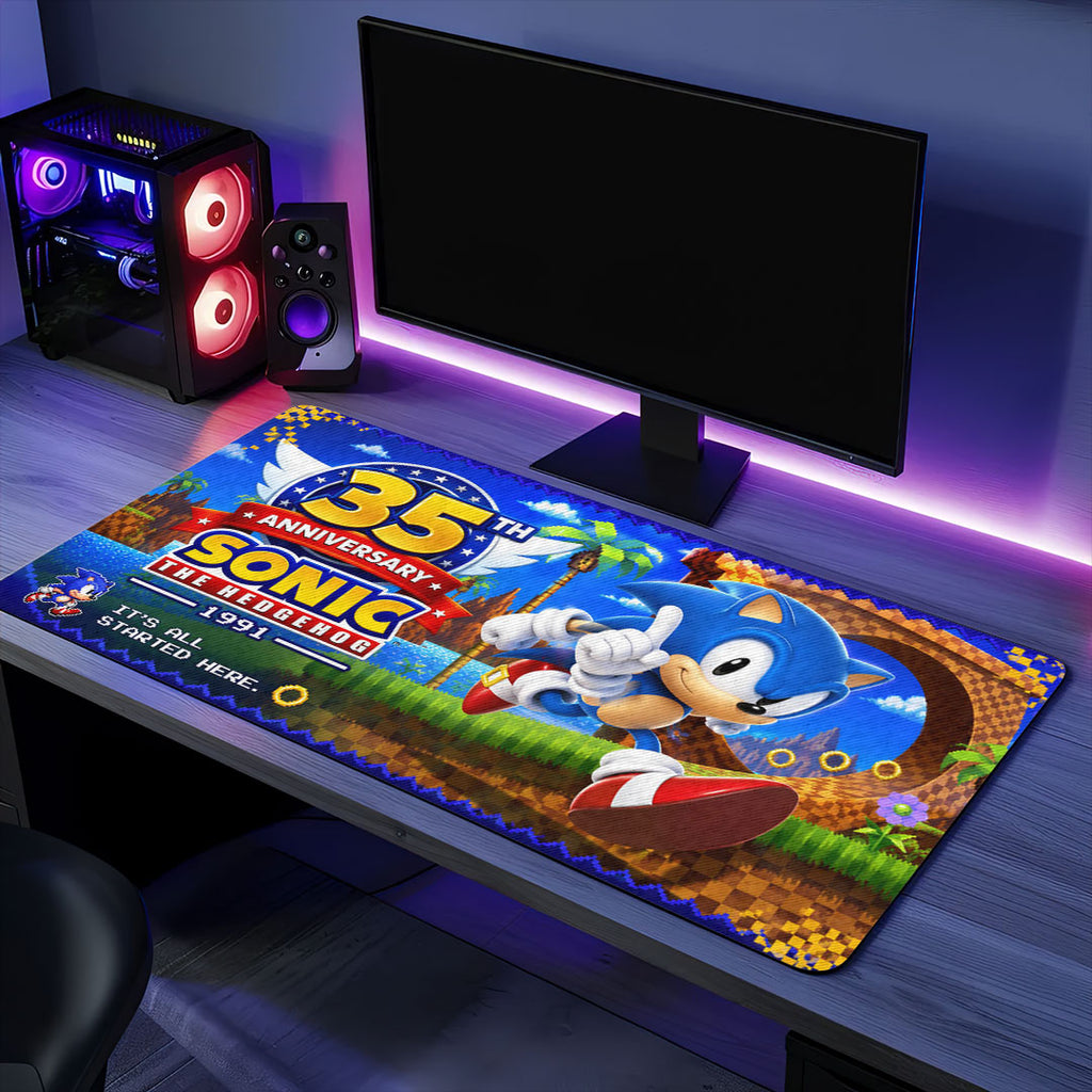 Sonic the Hedgehog 35th Anniversary Custom Gaming Desk Mat – TMTHU7143