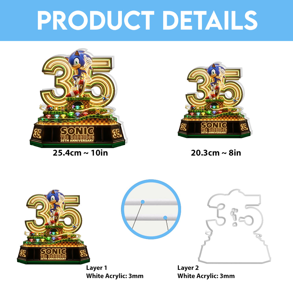 Sonic the Hedgehog 35th Anniversary Custom Shape Acrylic Light Box – TMTHU7262