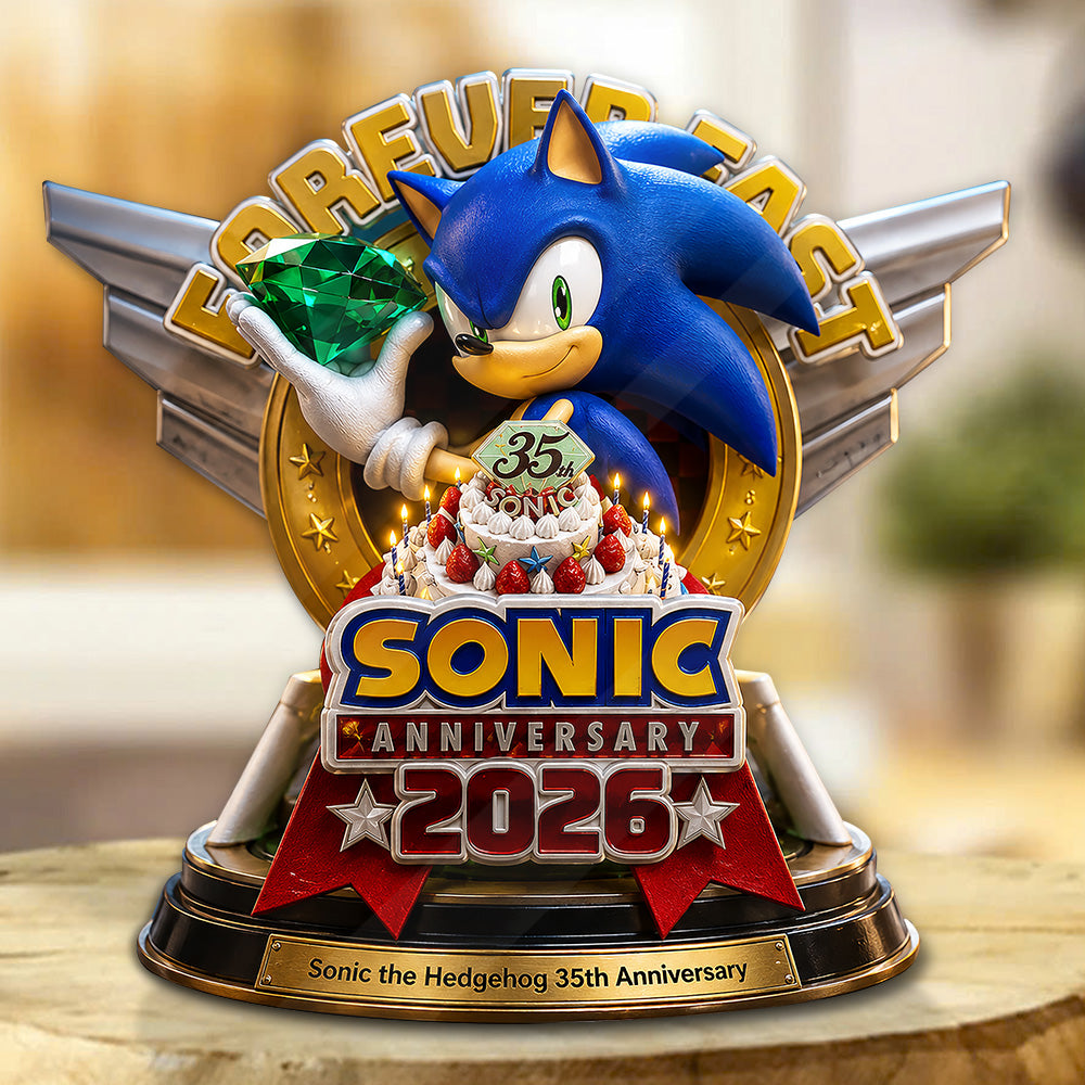Sonic the Hedgehog 35th Anniversary Custom Shape Acrylic Plaque – GNE7251
