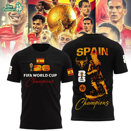 Spain National Football Team 2026 Wolrd Cup Champions Black Shirt
