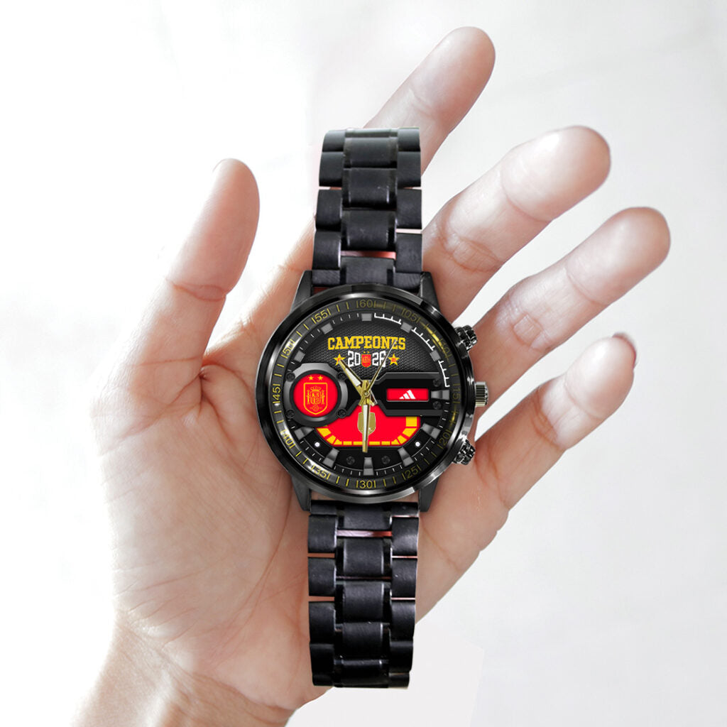 Spain National Team 2026 FIFA World Cup Champions Black Stainless Steel Watch - TANTN24478