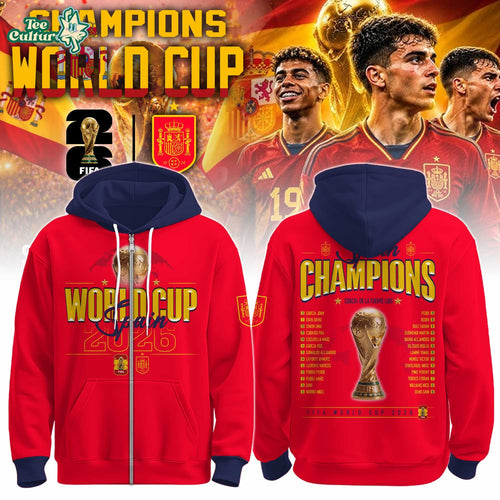 Spain Team World Cup Champions 2026 Limited Edition Zip Hoodie