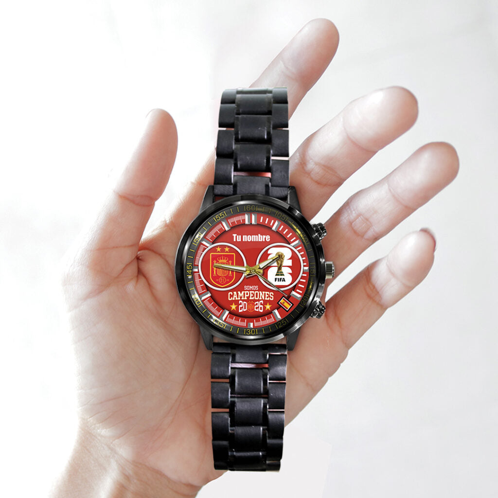 Spain National Team 2026 FIFA World Cup Champions Black Stainless Steel Watch - TANTN24345