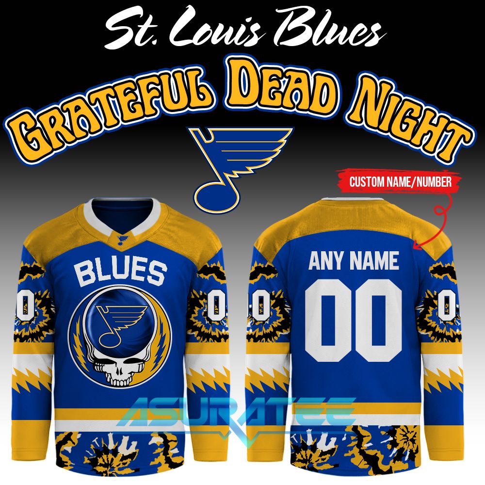 St. Louis Blues x Grateful Dead Night Collab 2026 Hockey Jersey