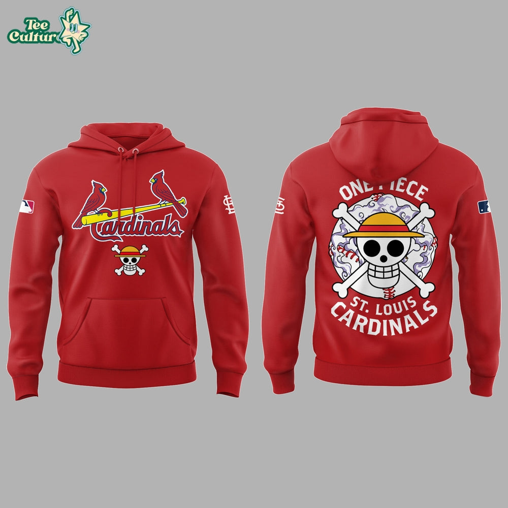 St. Louis Cardinals x One Piece Night Red Hoodie - Limited Anime Baseball Merch