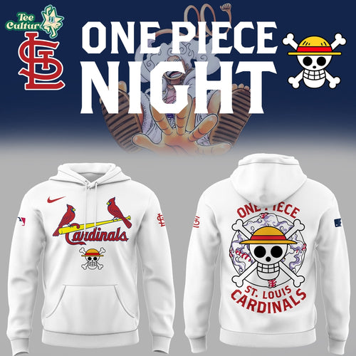 St. Louis Cardinals x One Piece Night White Hoodie - Anime MLB Crossover Apparel