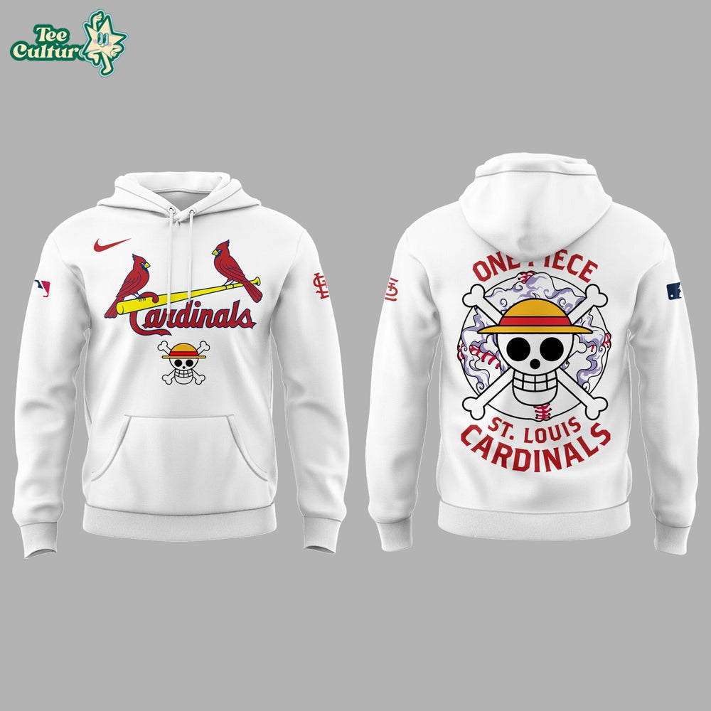St. Louis Cardinals x One Piece Night White Hoodie - Anime MLB Crossover Apparel