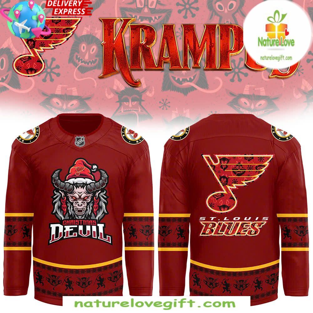 St Louis Blues Krampus Christmas Hockey Jersey NHL Holiday