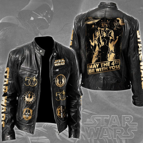 Star Wars 50th Anniversary 2027 Motorcycle Leather Jacket – TMTHU9056
