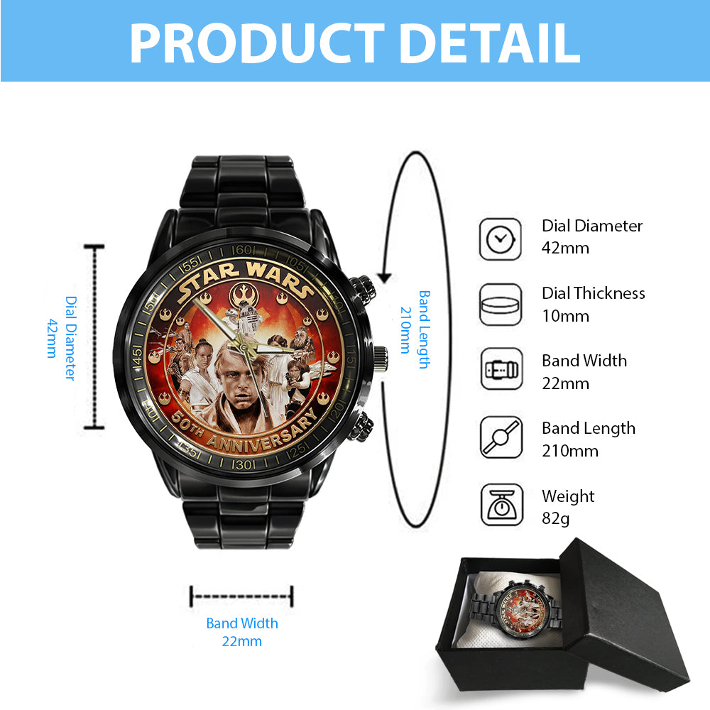 Star Wars 50th Anniversary Black Stainless Steel Watch - TMTHU7277