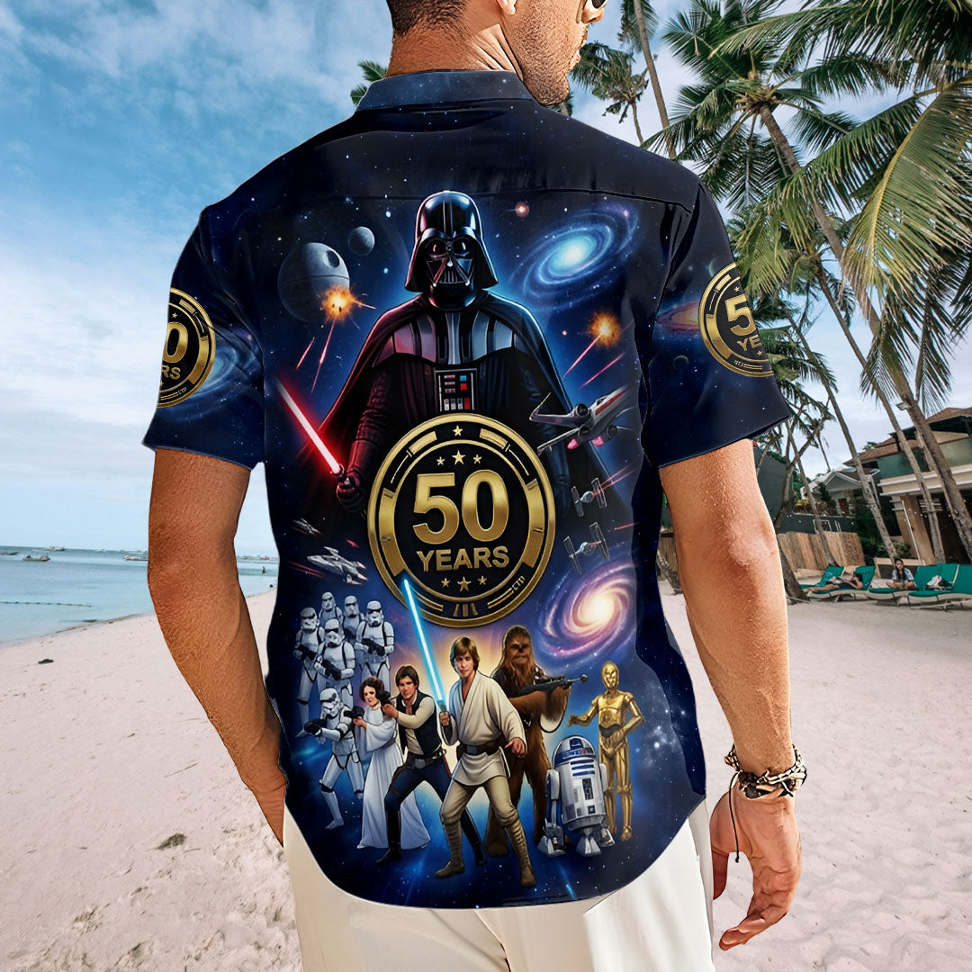 Star Wars 50th Anniversary Short Sleeve Button-Down Shirt – TMTHU7541