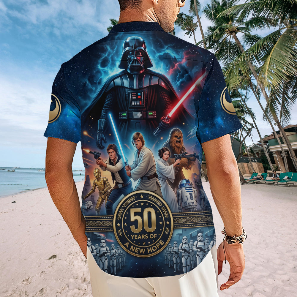 Star Wars 50th Anniversary Short Sleeve Button-Down Shirt – TMTHU7542