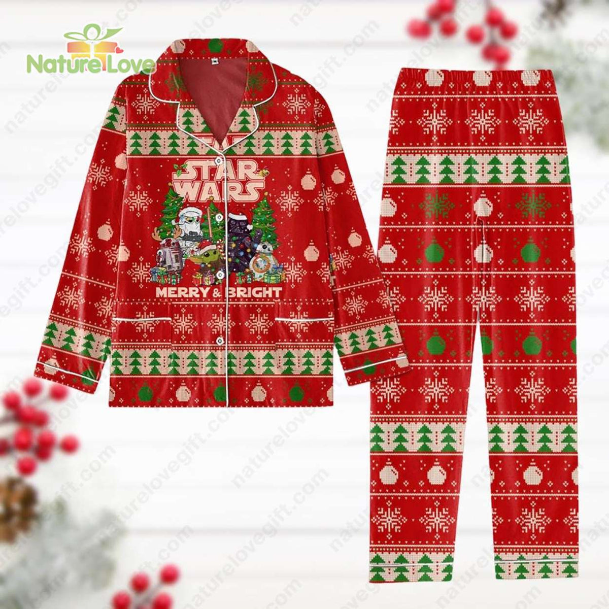 Star Wars Merry Christmas Pajamas Star Wars Xmas Pajamas Red Set