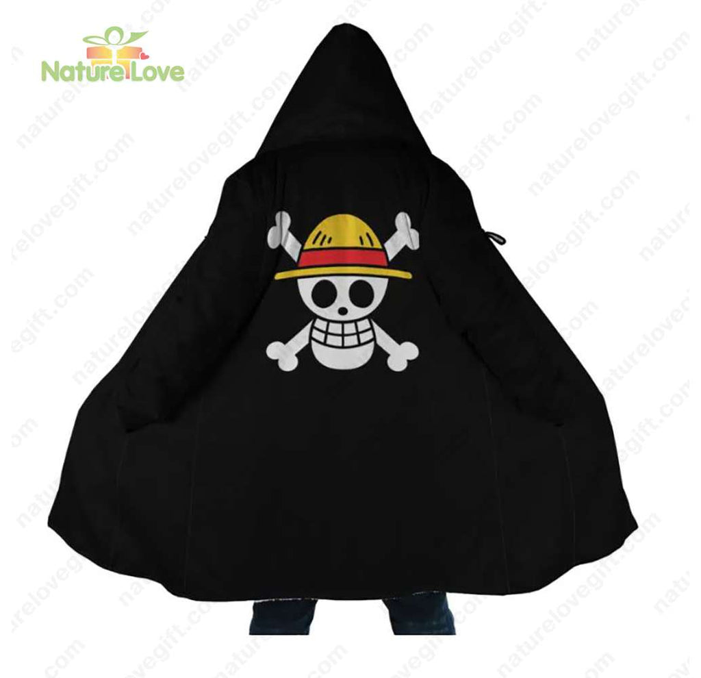 Straw Hats Jolly Roger One Piece Cloak Coat Skull Hooded Winter Shirt