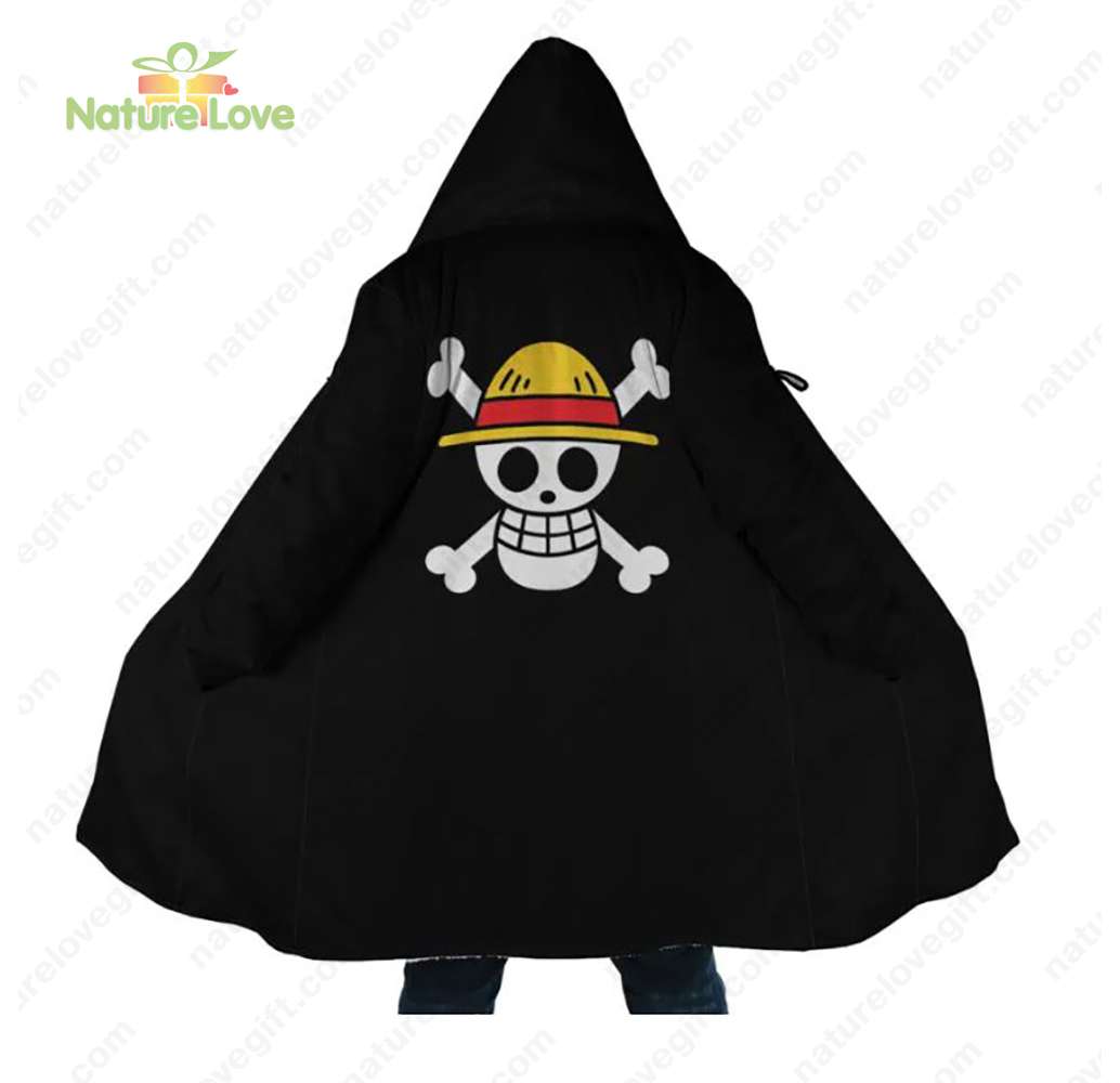 Straw Hats Jolly Roger One Piece Cloak Coat Skull Hooded Winter Shirt