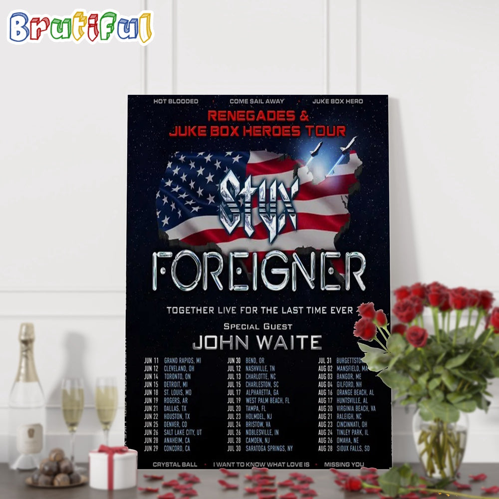 Styx And Foreigner Summer 2024 Tour Wall Art Poster Canvas
