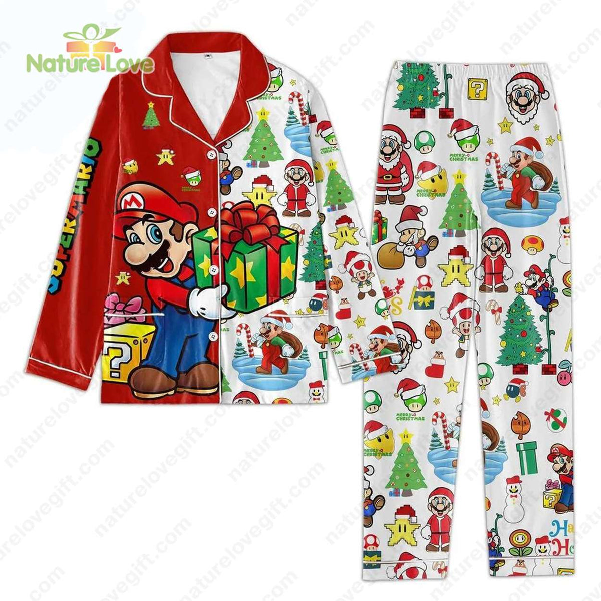 Super Mario Christmas Pajamas Set Super Mario Gifts​
