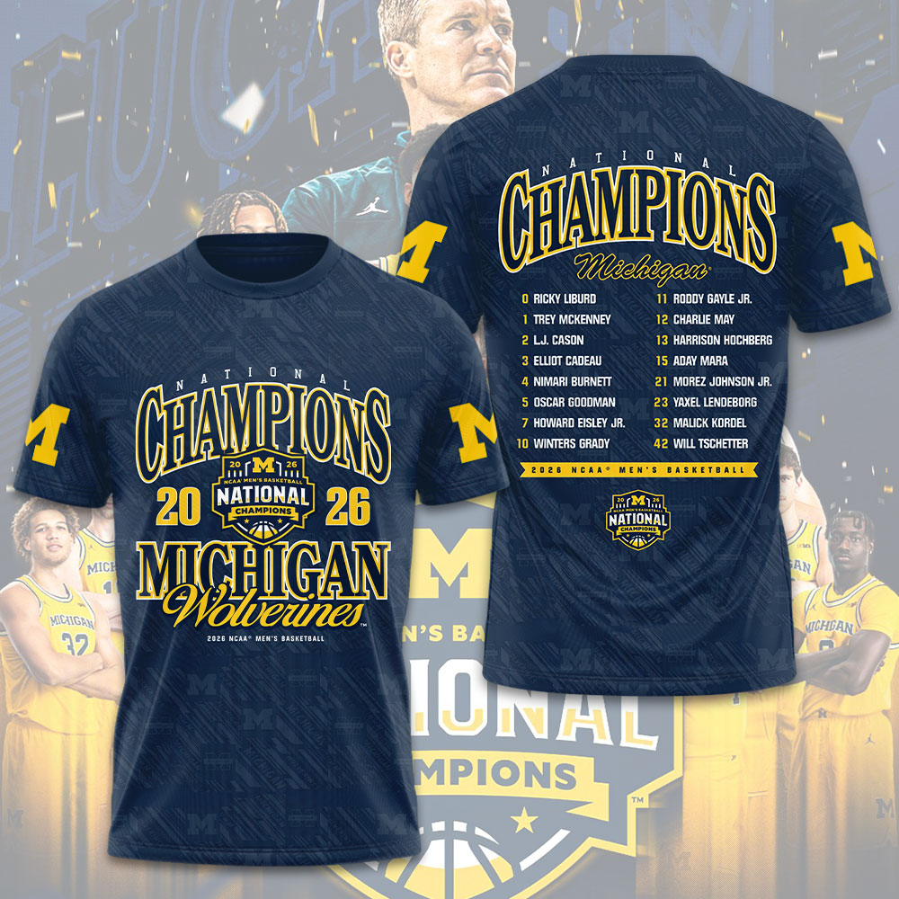 Michigan Wolverines 2026 NCAA Men's Basketball National Champs 3D Apparel – TMTHU5023